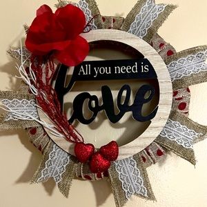 Burlap Wreath , “All you need is love”